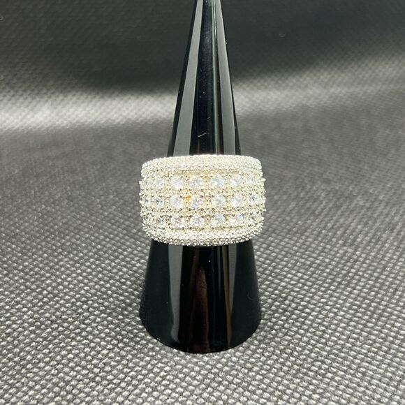 Sterling Silver 925 Pave Zirconium Statement Ring - Picture 13 of 14